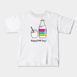 Happy Milk Day | Pink Green Kids T-Shirt